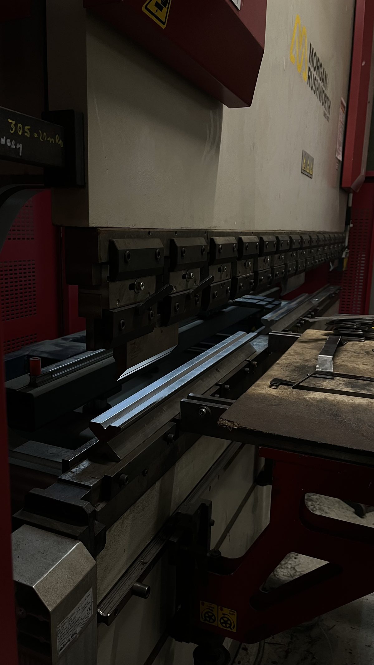 Morgan Rushworth press brake in the ACT fabrication workshop